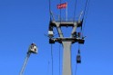 Koelner Seilbahn Gondel blieb haengen Koeln Linksrheinisch P449